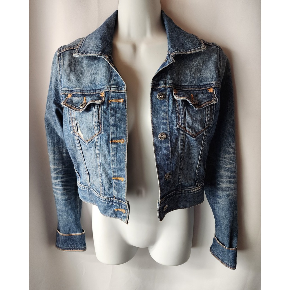 easy money jean company cropped denim jacket‎ xs